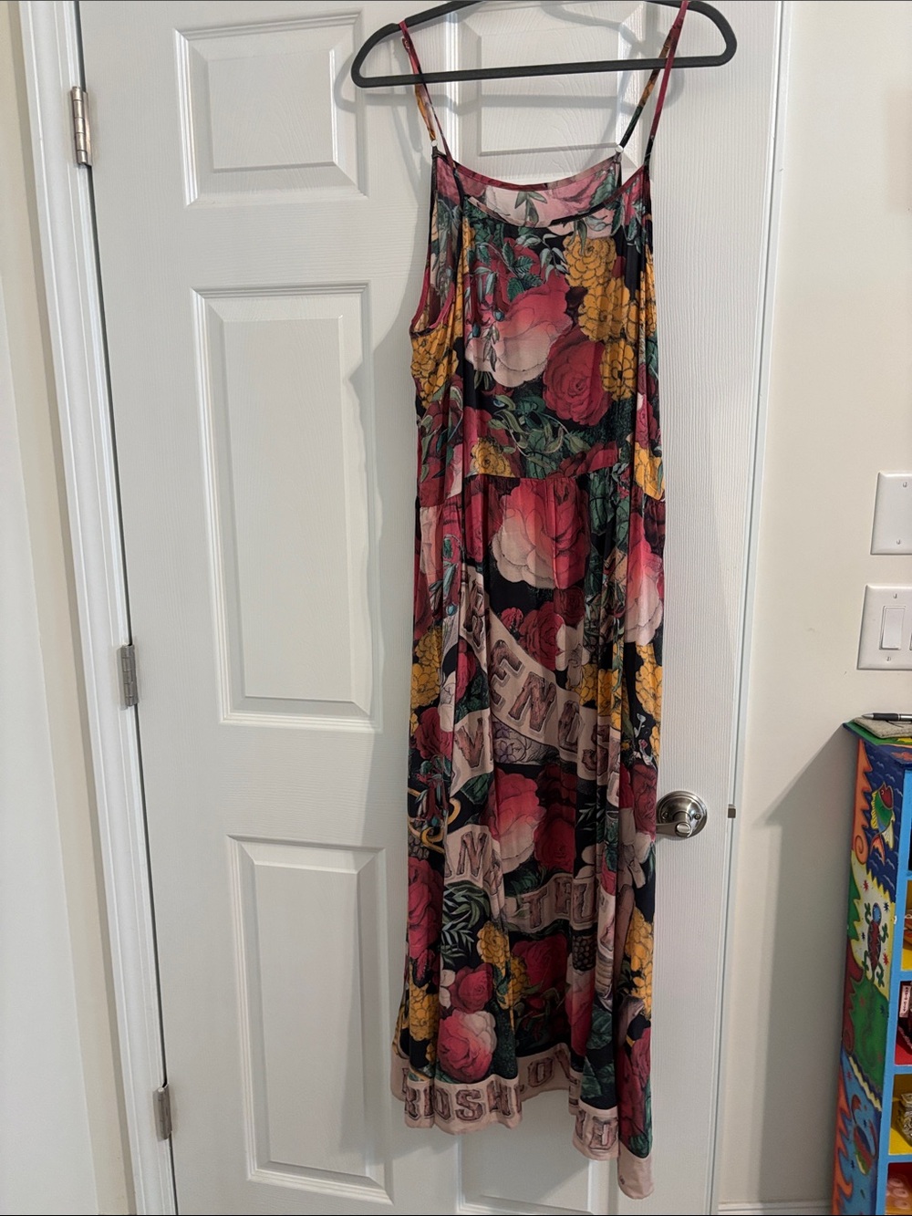 Floral Eye Print Maxi Dress in Pink, Green & Yellow - Picture 6 of 7